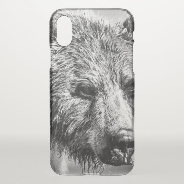 Grizzly bear portrait uncommon iPhone case (Back)