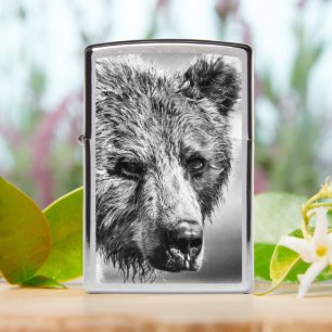Grizzly bear portrait zippo lighter