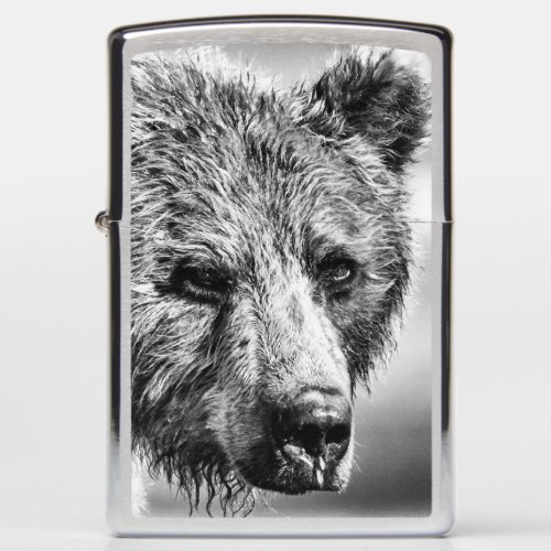 Grizzly bear portrait zippo lighter