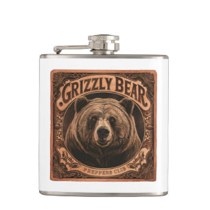 Grizzly Bear Preppers Club Flask