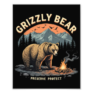 Grizzly Bear Preserve and Protect Photo Print