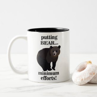 Grizzly Bear Putting Bear Minimum Efforts Funny Two-Tone Coffee Mug