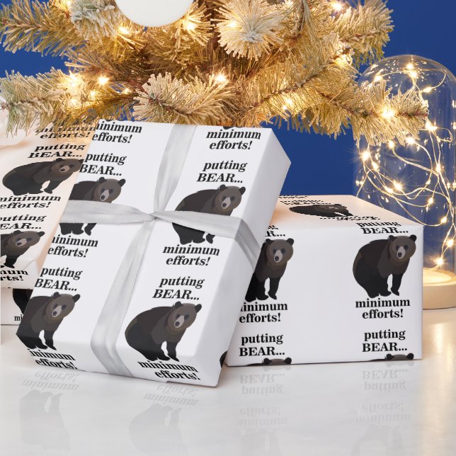 Grizzly Bear Putting Bear Minimum Efforts Funny Wrapping Paper (Holidays)
