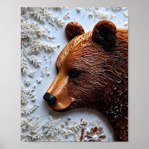 🐻 Grizzly Bear Quilling Paper Art Nature Wildlife Poster