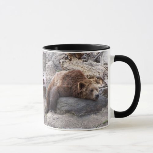 Grizzly Bear Resting On Rock Mug