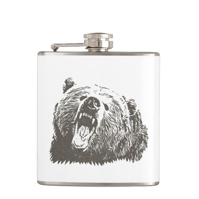 Grizzly Bear Roar Flask (Front)