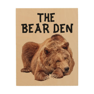 GRIZZLY BEAR RUSTIC WOOD BEAR DEN SIGN