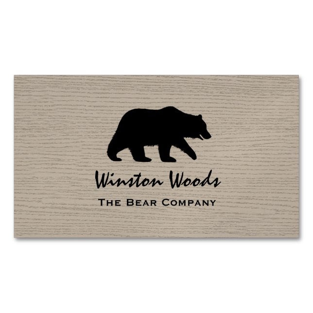 Grizzly Bear Silhouette Simple Wildlife Graphic Business Card Magnet (Front)