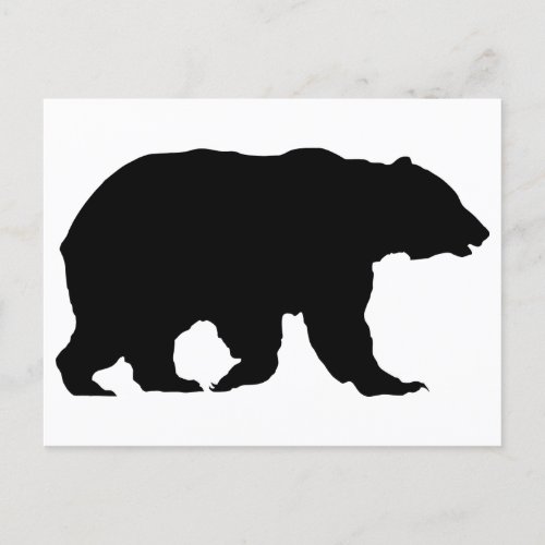 Grizzly Bear Silhouette Walking Left to Right Postcard