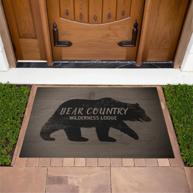 Grizzly Bear Silhouette | Wild Rustic | Custom Doormat (Outdoor)