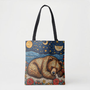 Grizzly Bear sleeping Tote Bag