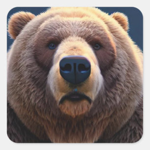 Grizzly Bear Square Sticker