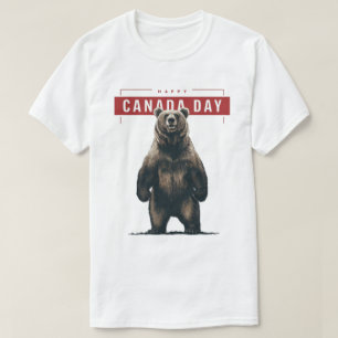 Grizzly Bear Standing Happy Canada Day T-Shirt