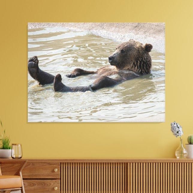 GRIZZLY BEAR Stretched Canvas Print (Insitu(LivingRoom))
