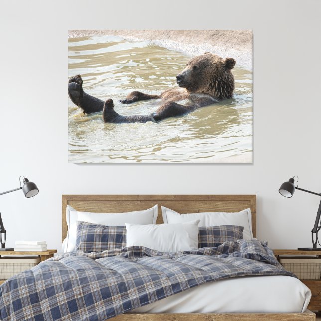 GRIZZLY BEAR Stretched Canvas Print (Insitu(Bedroom))