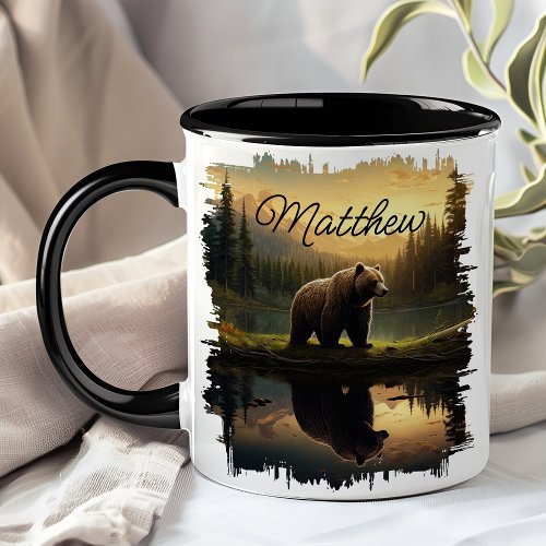 Grizzly Bear Sunset Lake Reflection Mug