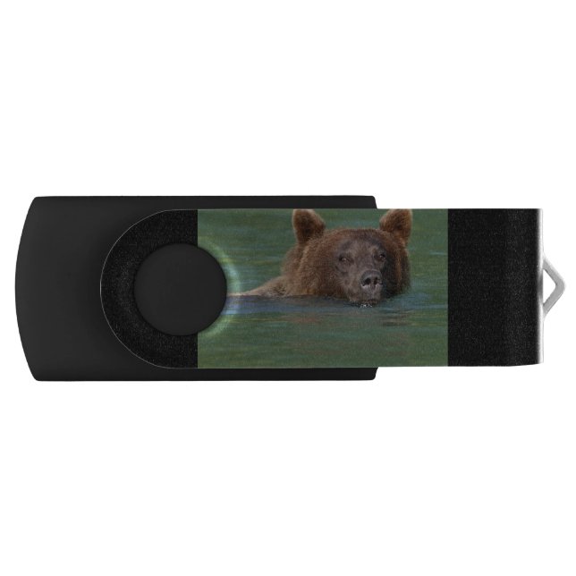 Grizzly Bear Swimming USB Flash Drive (Front)