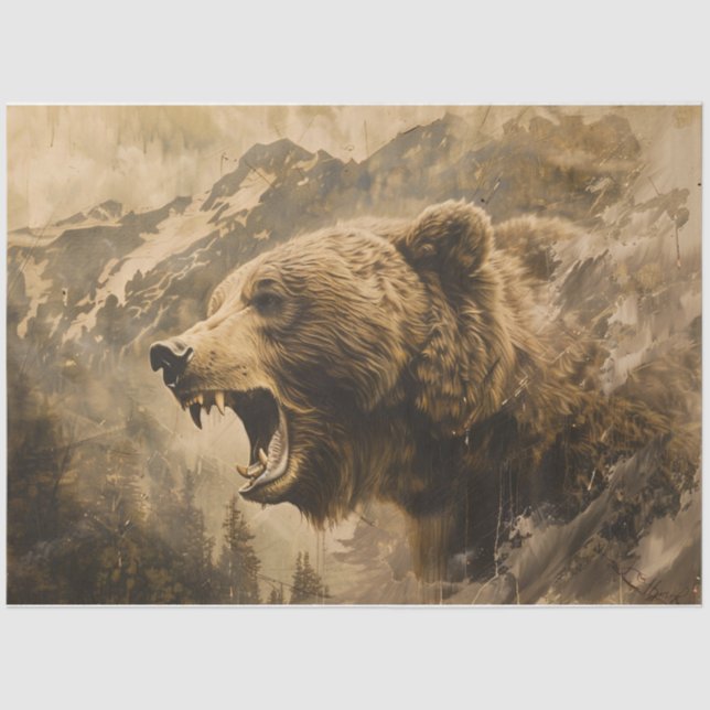 Grizzly bear tissue paper (Front)
