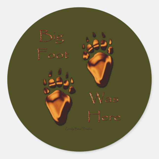 GRIZZLY BEAR TRACKS CLASSIC ROUND STICKER (Front)