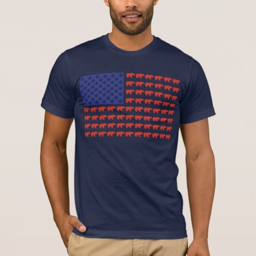 Grizzly Bear USA Flag T_Shirt
