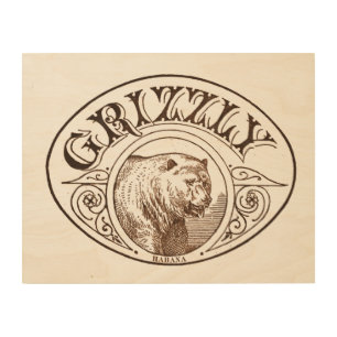 Grizzly Bear Vintage Cigar Brand Stamp Wood Panel