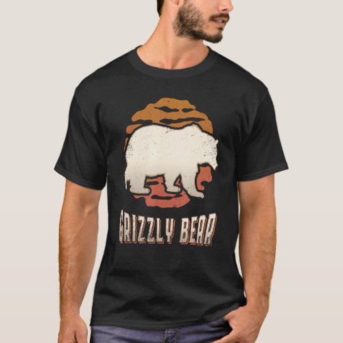 Grizzly Bear Vintage Retro Classic Animal Sunset T_Shirt