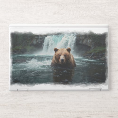 Grizzly Bear  Waterfall Wildlife Design HP Laptop Skin