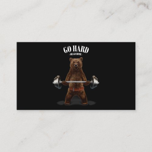 Grizzly Bear Weightlifting in Fitness Gym Business Card