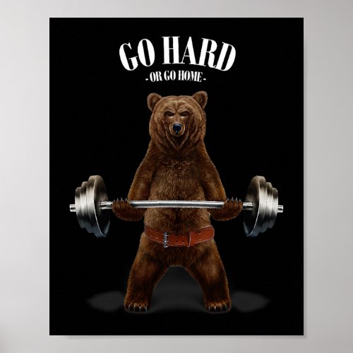 Grizzly Bear Weightlifting in Fitness Gym Poster