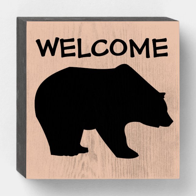 GRIZZLY BEAR WELCOME RUSTIC COUNTRY WOOD SIGNS (Front Horizontal)