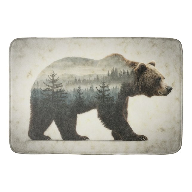 Grizzly Bear Wilderness Art Bath Mat (Front)