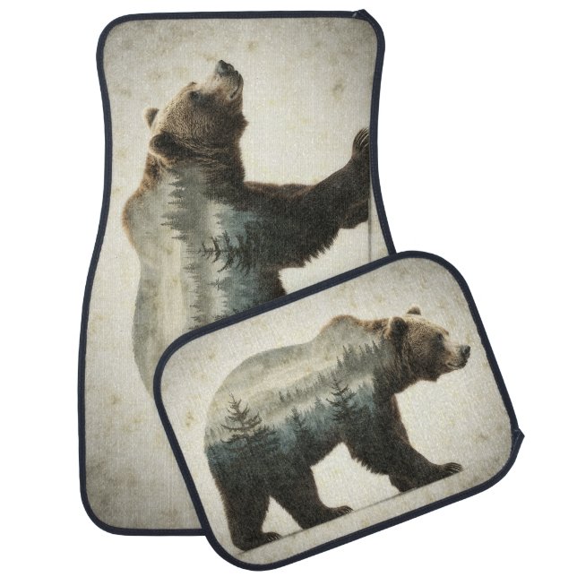 Grizzly Bear Wilderness Art Car Floor Mat (Set)
