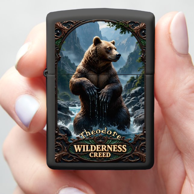 Grizzly Bear Wilderness Creed Zippo Lighter (In Hand)