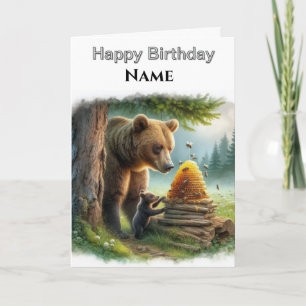 Grizzly Bear Wildlife Personalized Birthday Card