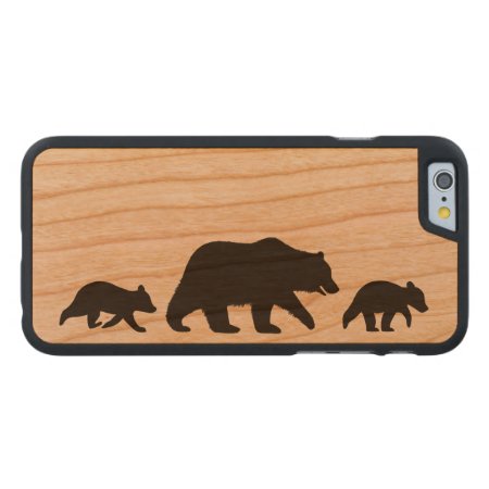 Grizzly Bear With Cubs Silhouettes Carved Cherry Iphone 6 Case