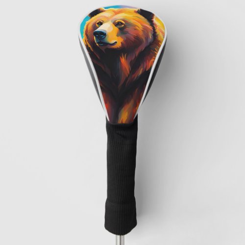Grizzly Bear with Northern Lights Golf Head Cover