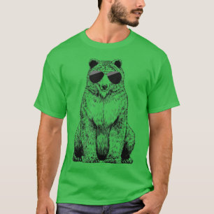 Grizzly bear with Sunglasses Woodland Animal T-Shirt