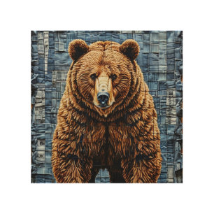 Grizzly bear wood rustic cabin lodge decor