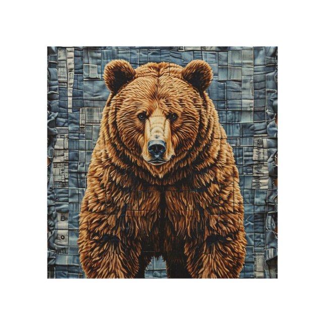 Grizzly bear wood wall art (Front)