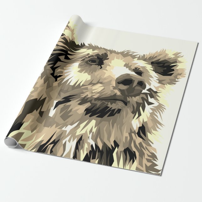 Grizzly bear wrapping paper (Unrolled)