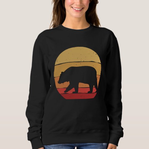 Grizzly Brown Bear With Retro Sunset Vintage Bears Sweatshirt