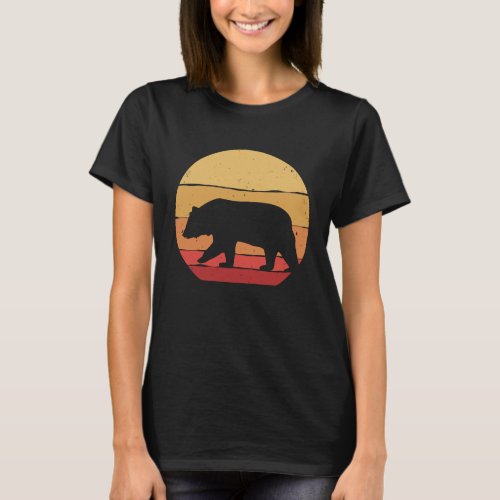 Grizzly Brown Bear With Retro Sunset Vintage Bears T_Shirt