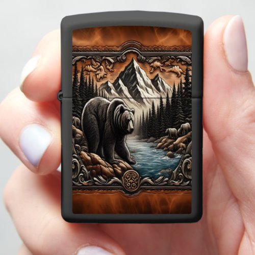 Grizzly By The Stream Zippo Lighter