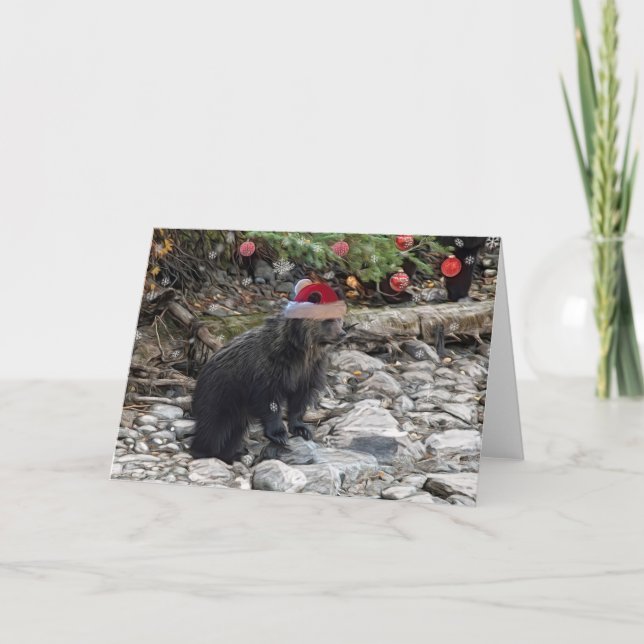 Grizzly Cub Christmas Holiday Card (Front)