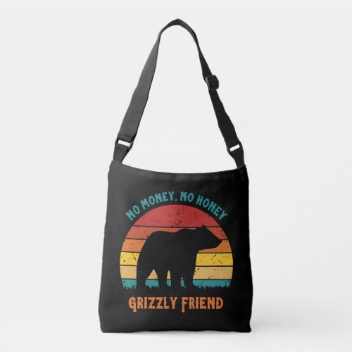 Grizzly friend retro design Crossbody Bags