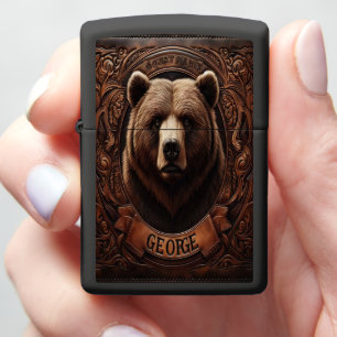 Grizzly George Leather Carving Zippo Lighter