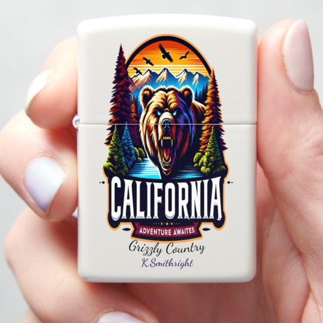 Grizzly Heat California sunset Zippo Lighter (In Hand)