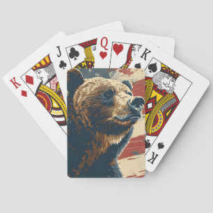 Grizzly Independence day 4th of july Poker Cards