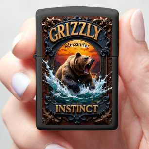 Grizzly Instinct Roaring Bear Water Case Zippo Lighter