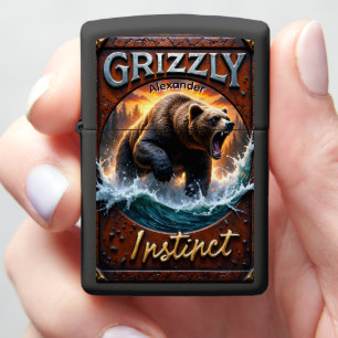 Grizzly Instinct Roaring River Black Case Zippo Lighter